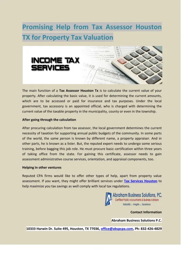 Promising Help from Tax Assessor Houston TX for Property Tax Valuation