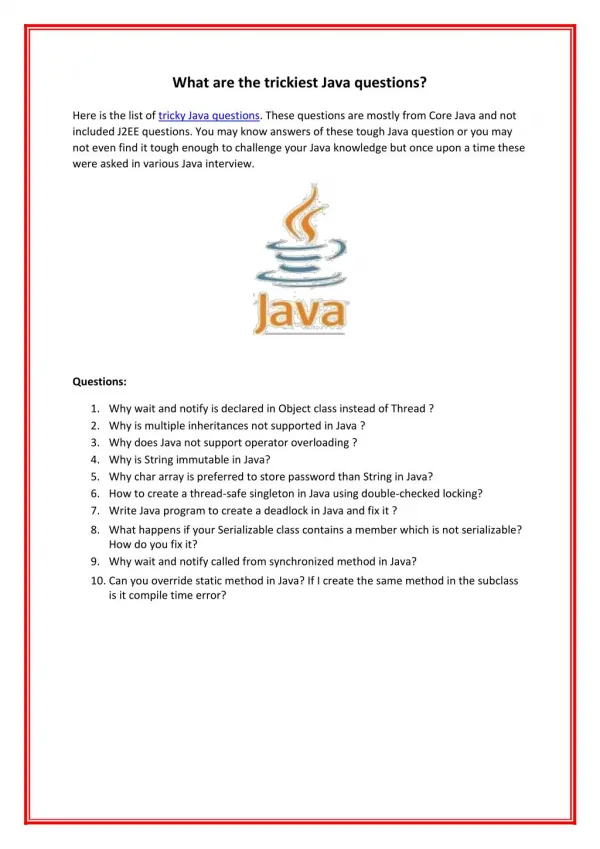 What are the trickiest Java questions