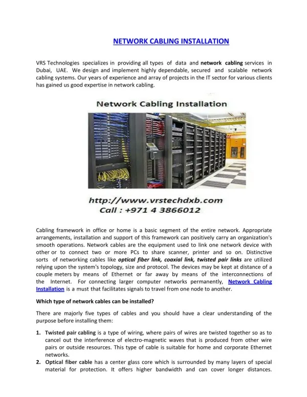 Network Cabling Installation Dubai