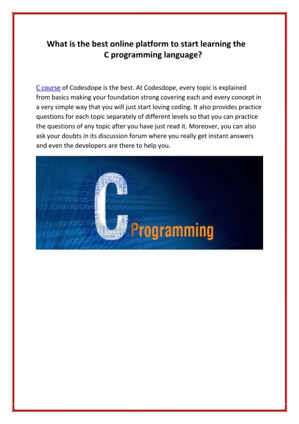 What is the best online platform to start learning the C programming language