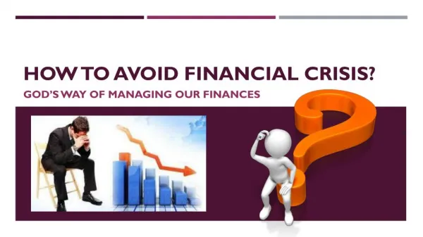 How to Avoid Financial Crisis - God's Way of Managing our Finances
