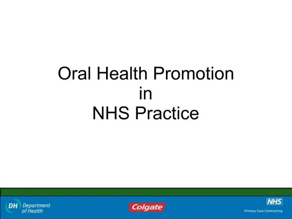 Oral Health Promotion in NHS Practice