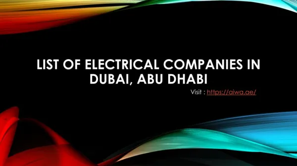 Find list of Electrical Companies In Dubai, Abu Dhabi