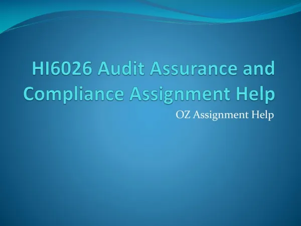 Audit Assurance and Compliance Assignment Help