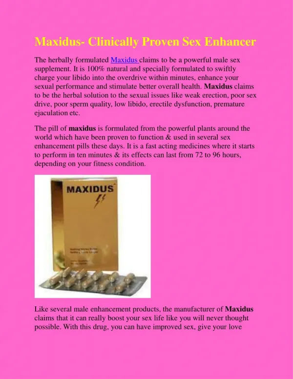 Maxidus- Clinically Proven Sex Enhancer