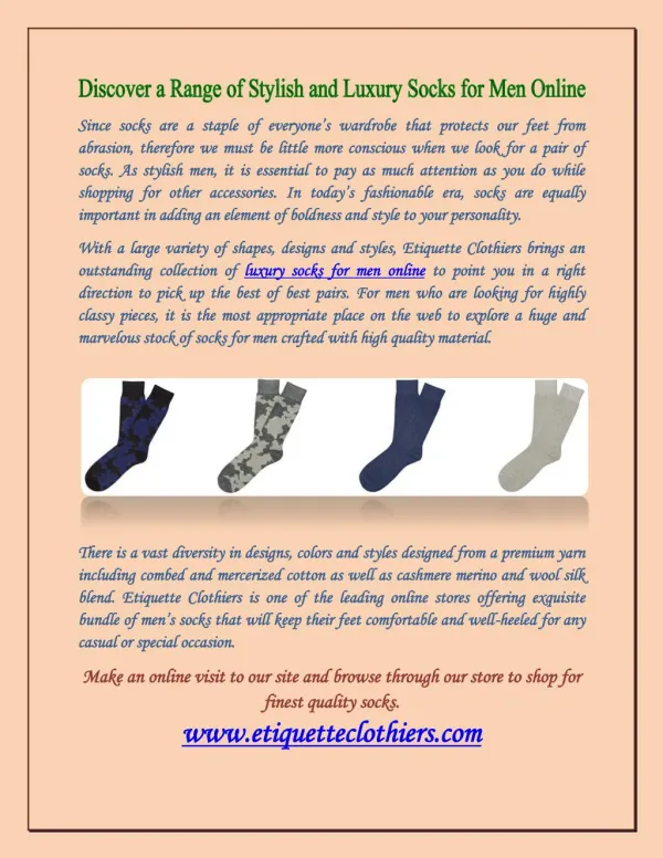 Discover a Range of Stylish and Luxury Socks for Men Online