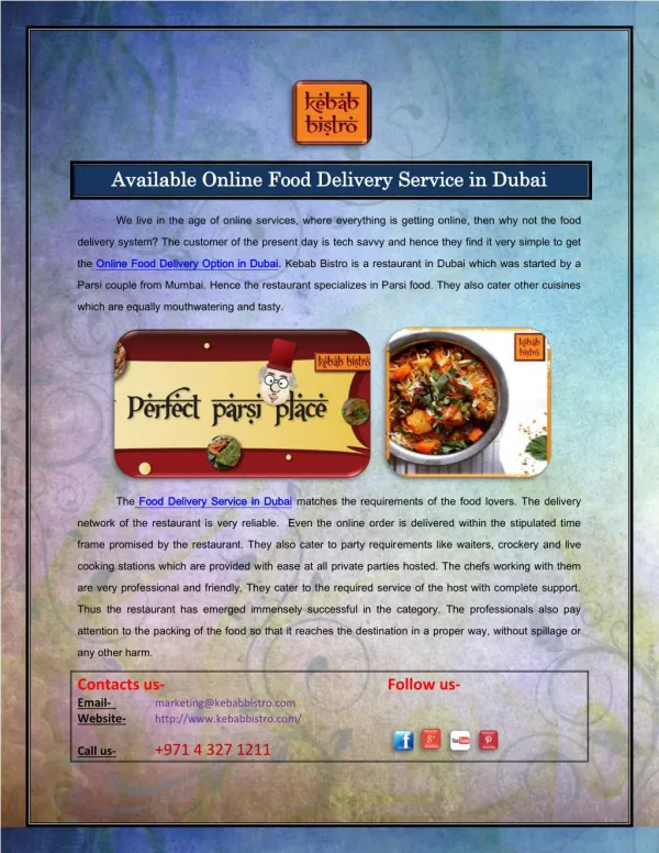 Available Online Food Delivery Service in Dubai