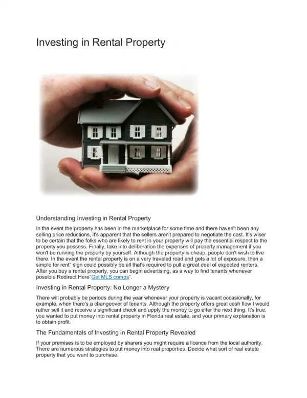 Investing in single family homes