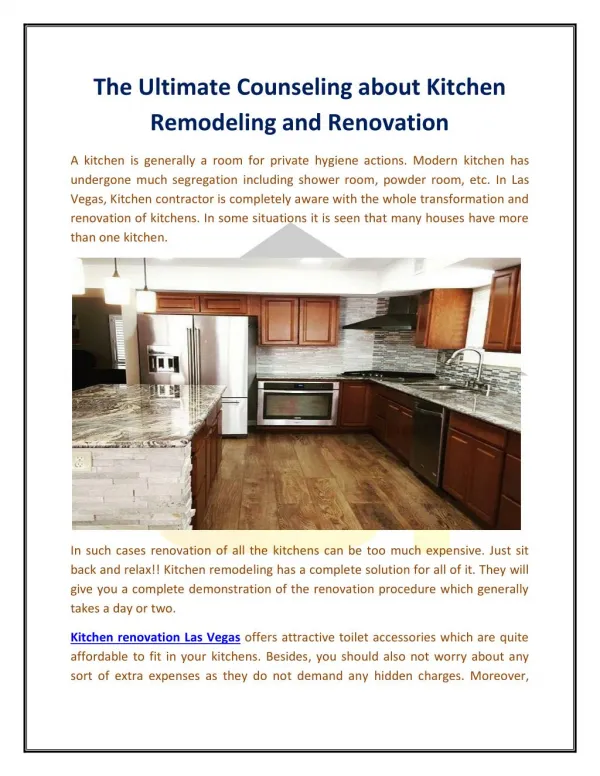 The Ultimate Counseling about Kitchen Remodeling and Renovation