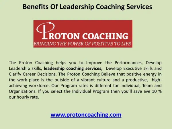 Benefits of leadership coaching services