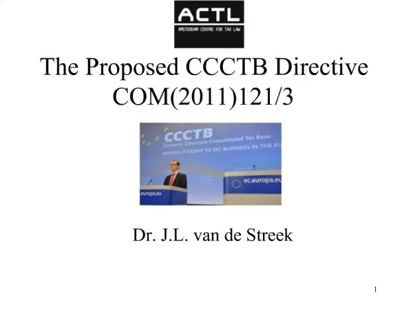 The Proposed CCCTB Directive COM2011121