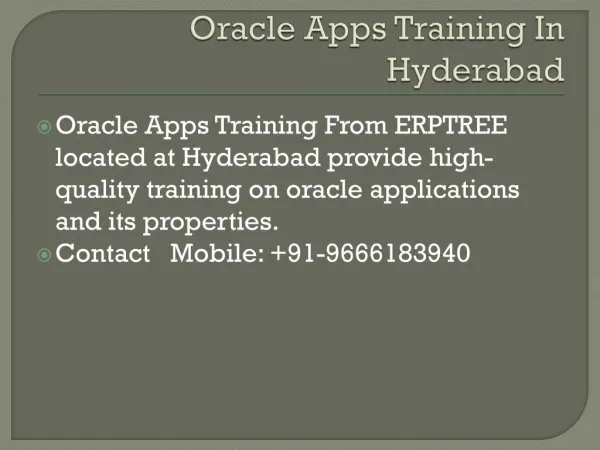 Oracle Apps Training in Hyderabad