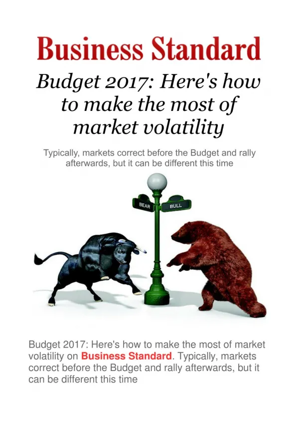 Budget 2017: Here's how to make the most of market volatility