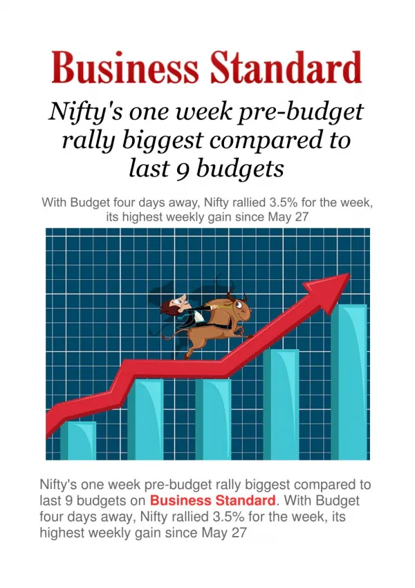 Nifty's one week pre-budget rally biggest compared to last 9 budgets