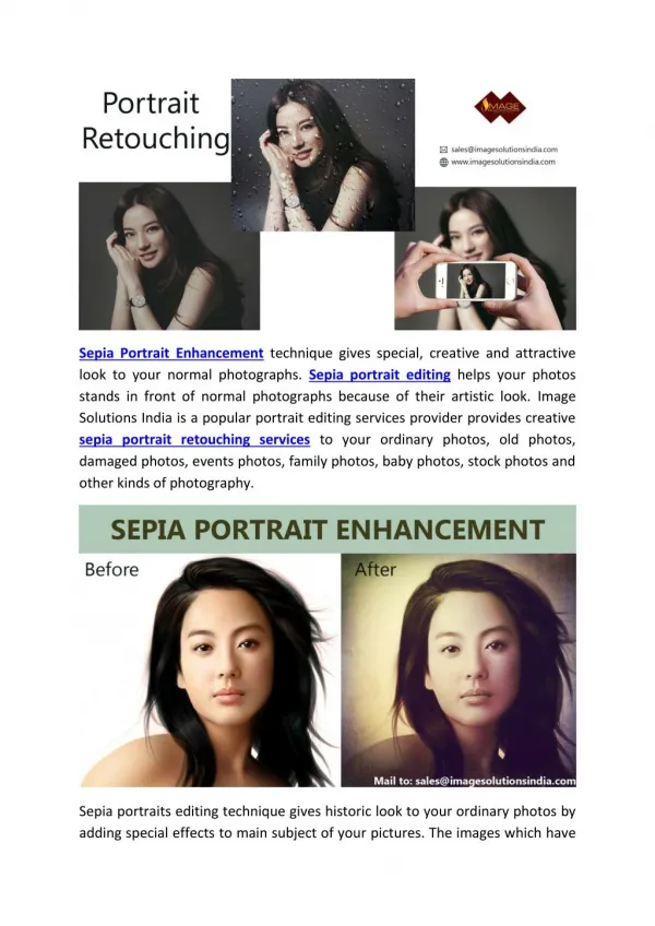 Sepia Portrait Retouching Services - Portrait Enhancement Services to Photographers