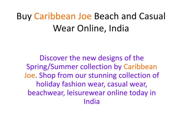 Buy Caribbean Joe Beach and Casual Wear Online, India