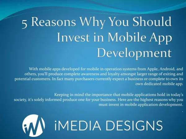 5 Reasons Why You Should Invest in Mobile App Development