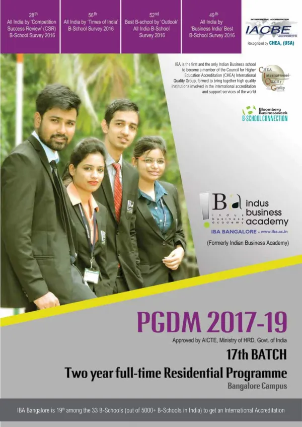 IBA Bangalore - PGDM 2017-19