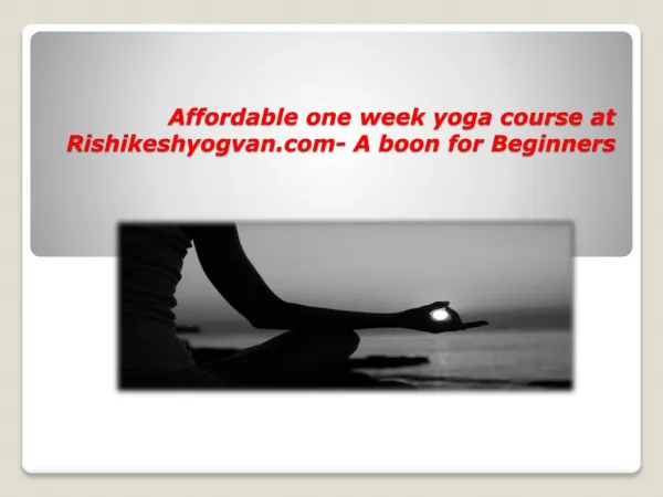 One Week Yoga Course For Beginners