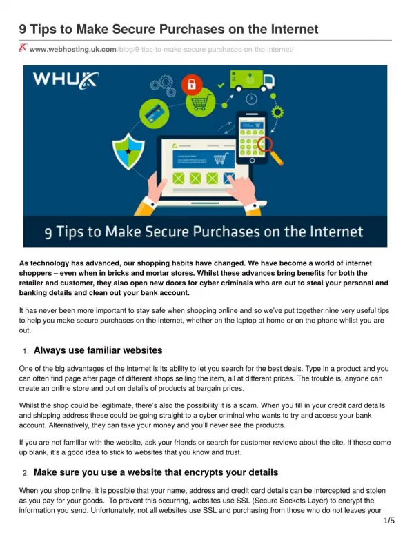 9 Tips to Make Secure Purchases on the Internet