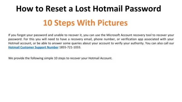 How to Reset Hotmail Password