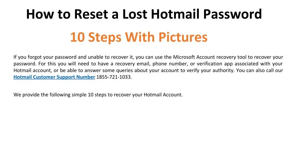 how to reset a lost hotmail password