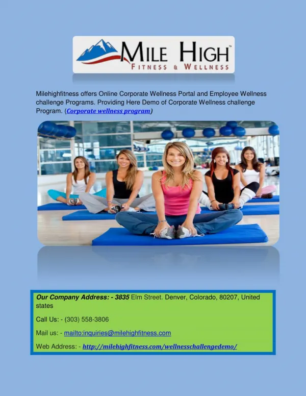 Corporate Wellness Portal| Mile High Fitness & Wellness