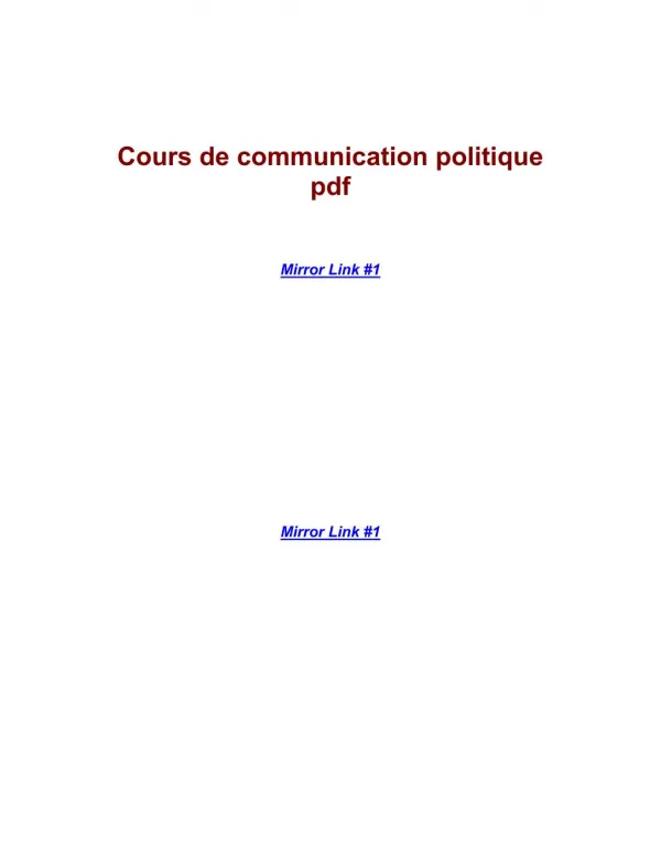 Cours de la communication politique