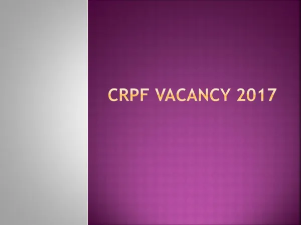 CRPF Vacancy 2017, CRPF Recruitment Exam