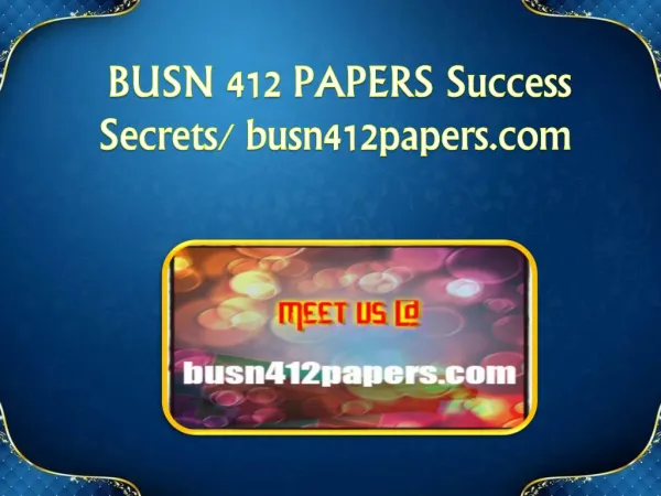 BUSN 412 PAPERS Success Secrets/ busn412papers.com