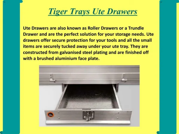 Overview of Ute Drawers