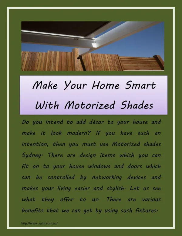 Make Your Home Smart With Motorized Shades