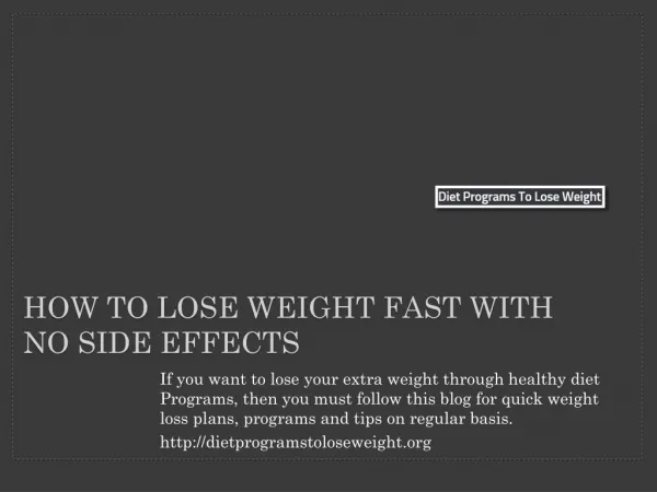 How to Lose Weight Fast With No Side Effects