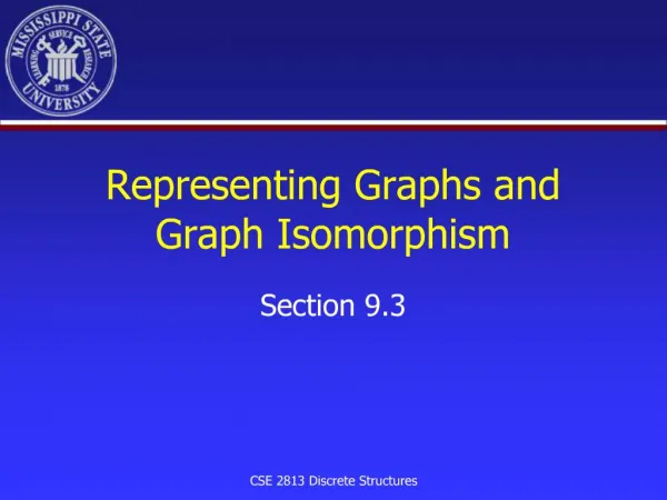 Representing Graphs and Graph Isomorphism