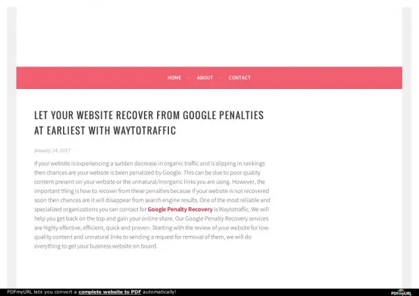 Let your website recover from Google penalties at earliest with Waytotraffic