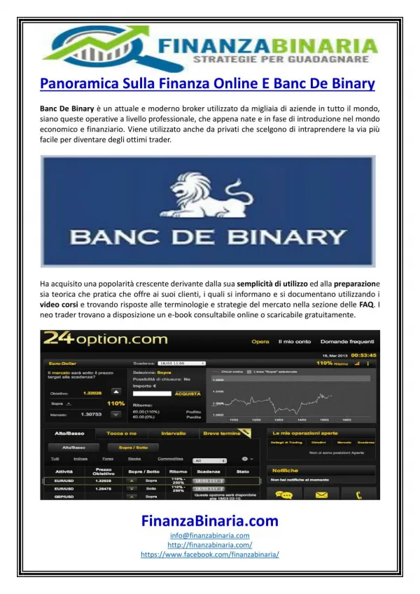 Panoramica Sulla Finanza Online E Banc De Binary