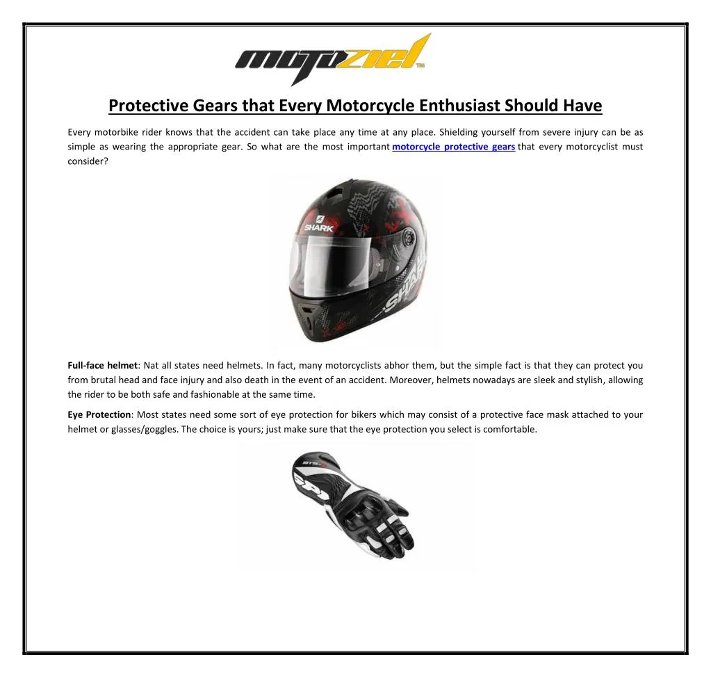 protective gears that every motorcycle enthusiast