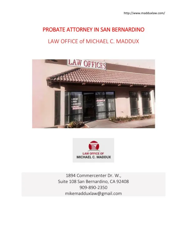 Probate Attorney in San Bernardino-Maddux law