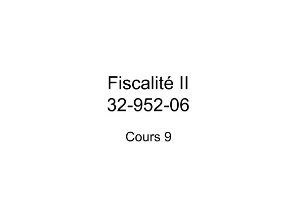 Fiscalit II 32-952-06
