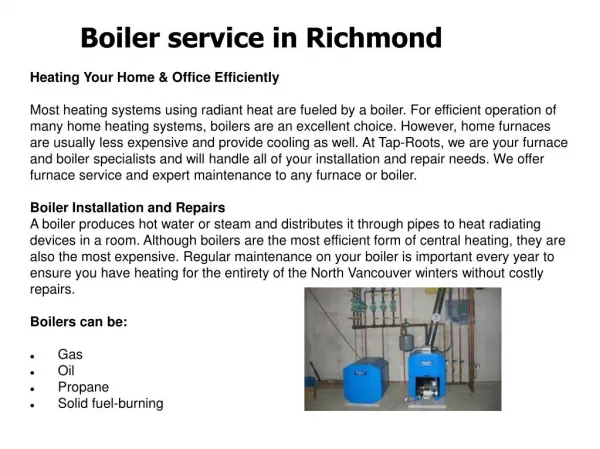 Boiler repair in Vancouver