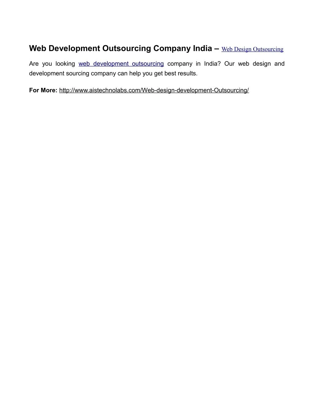 web development outsourcing company india