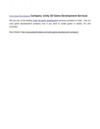 Unity Game Development Company -Unity 3D Game Development Services - slide 1