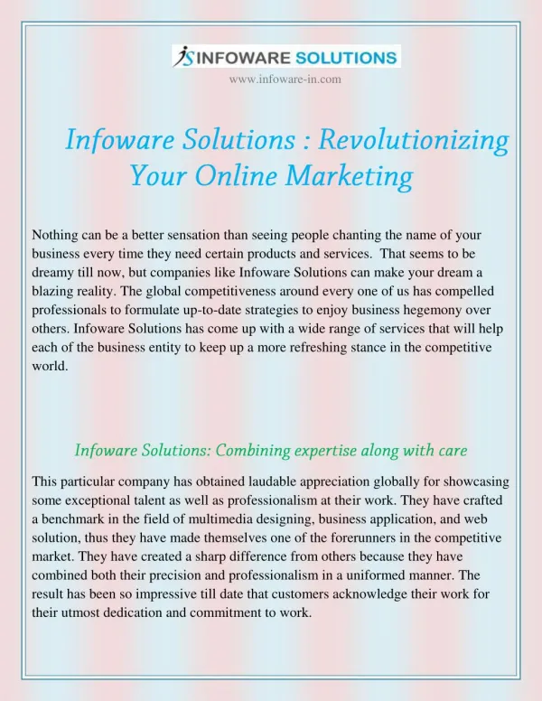 A New Face to Online Marketing by Infoware Solutions