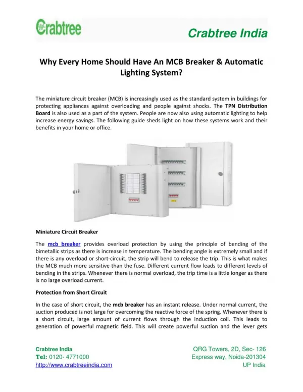Why Every Home Should Have An MCB Breaker & Automatic Lighting System?