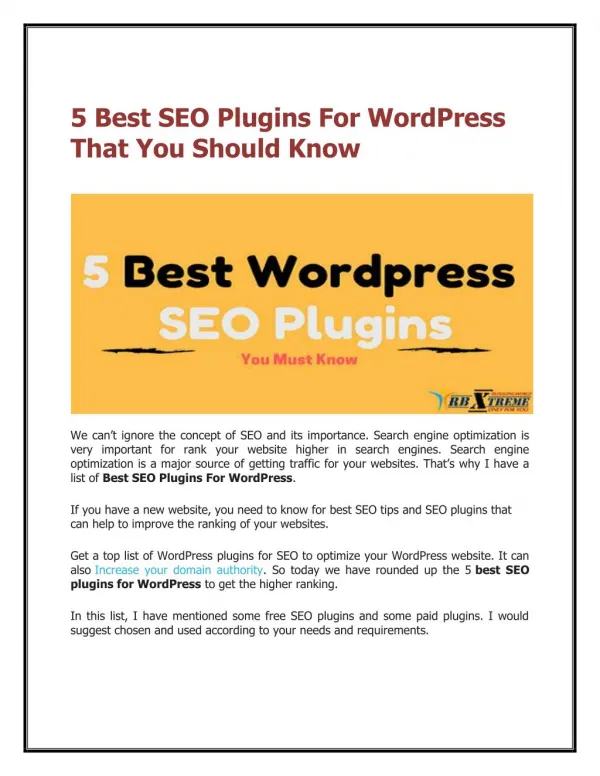 5 Best SEO Plugins For Wordpress That You Should Know