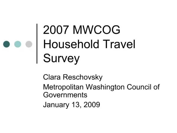 2007 MWCOG Household Travel Survey