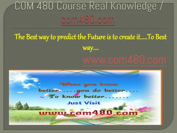 COM 480 Course Real Knowledge / com 480 dotcom