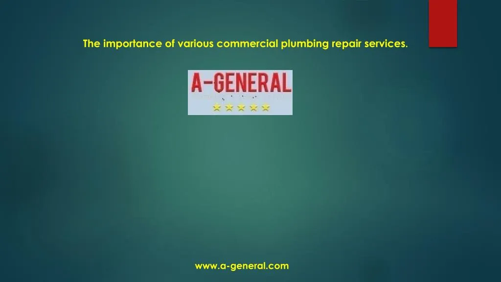 the importance of various commercial plumbing