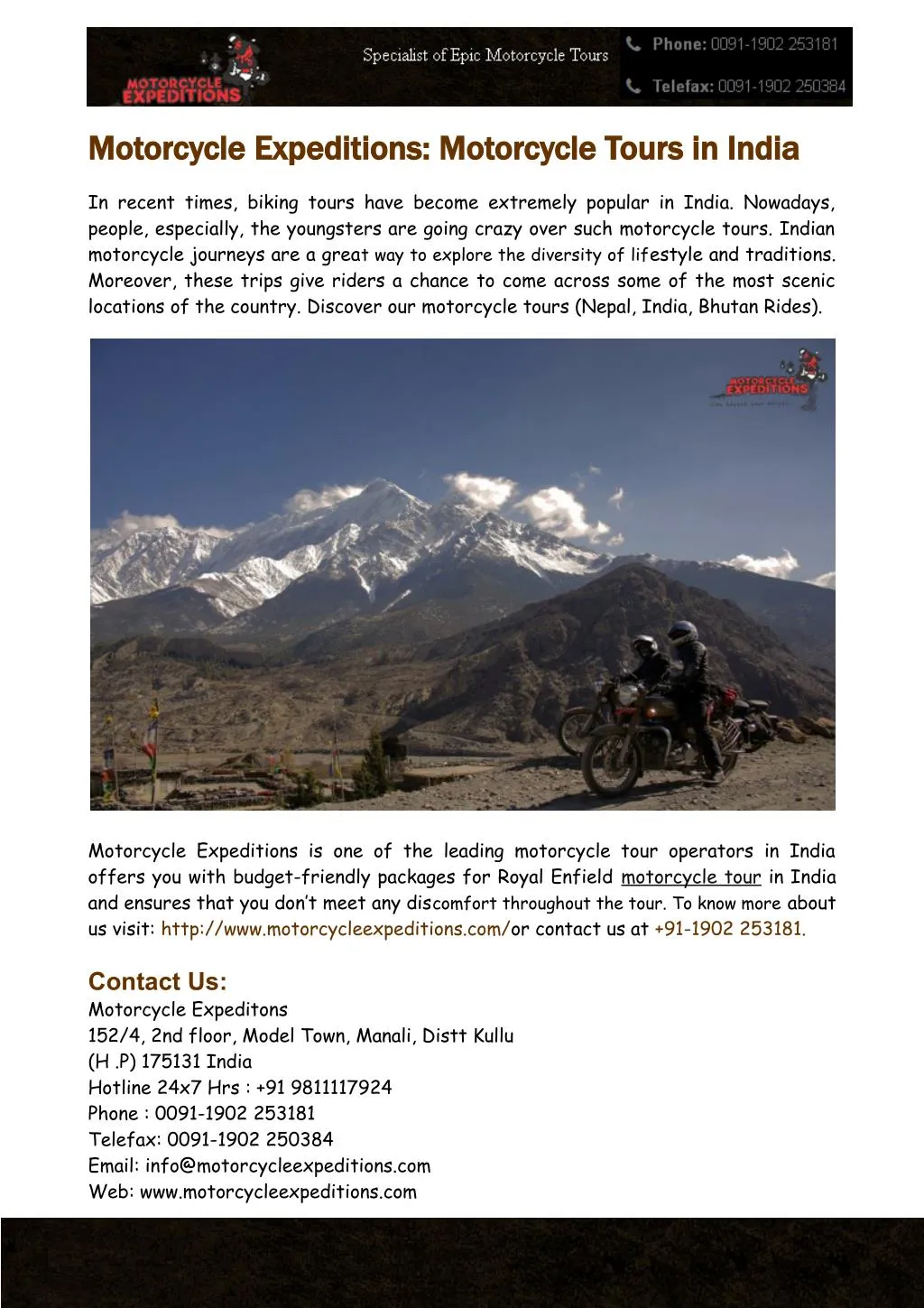 motorcycle expeditions motorcycle tours in india