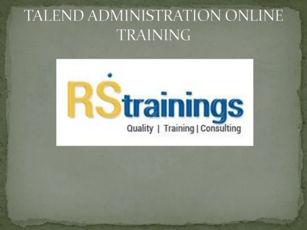 Talend ETL Online Training|Talend Course Training|Online Talend Course